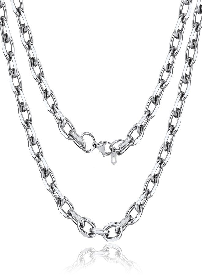 ChainsPro Cable Link Chain 24inch Cuban Chain Stainless Steel Hip Pop Jewelry - Image 1